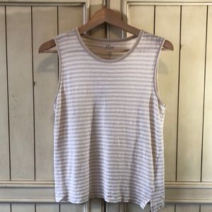 J. Crew Cream & Oatmeal Stripe Linen Boy Tank Size S